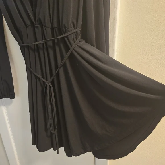 Elegant Black Wrap Dress Long Sleeves Size 3XL - Picture 10 of 12